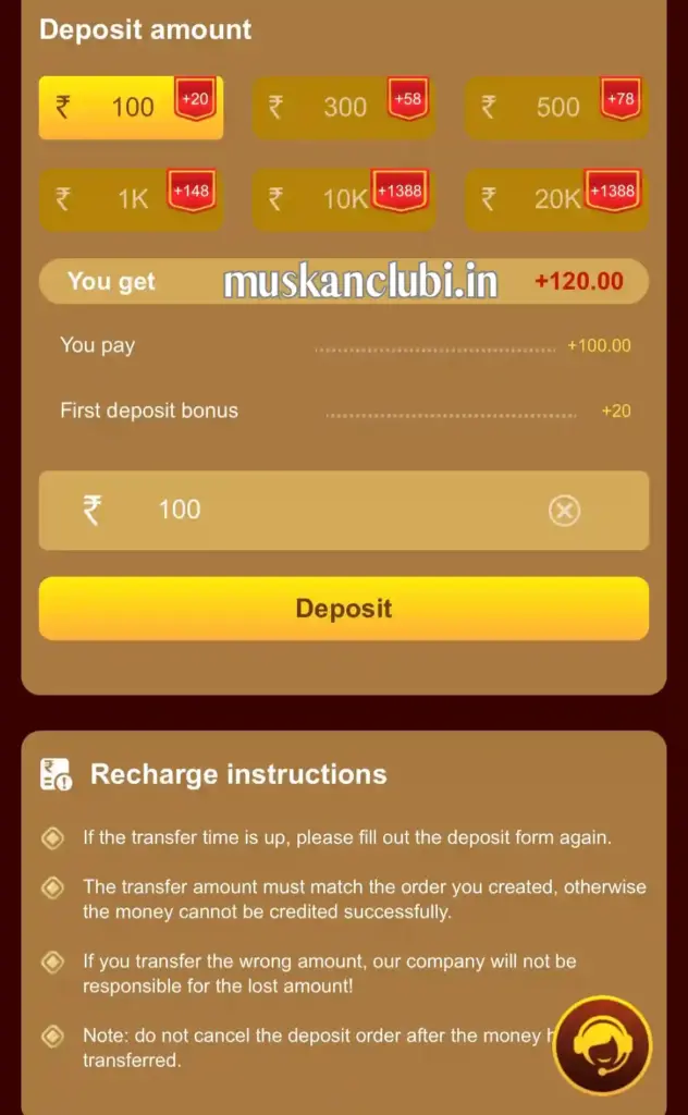 muskan club Deposit 2