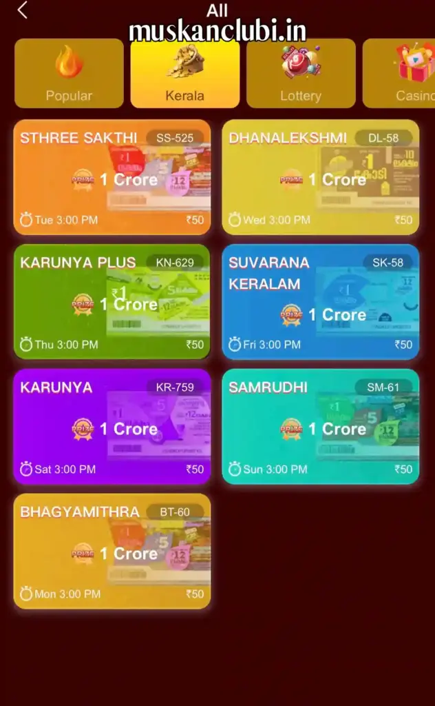 muskan club Kerala Lottery